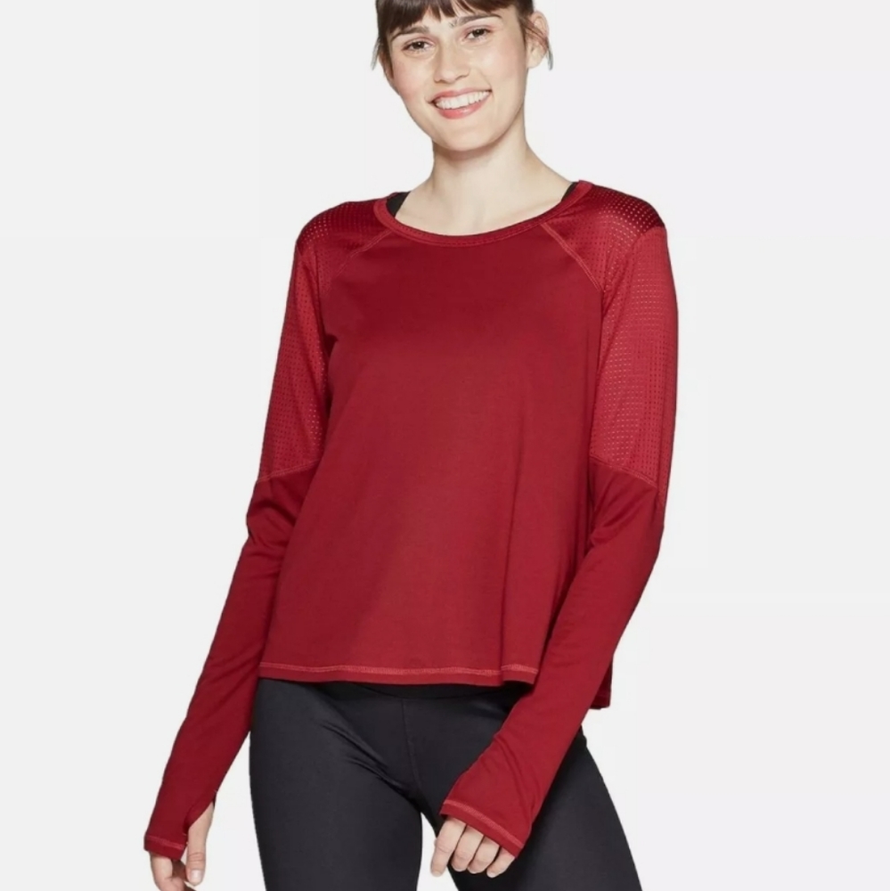 Women's c9 Champion Long Sleeve Mesh Open Back T-Shirt Red